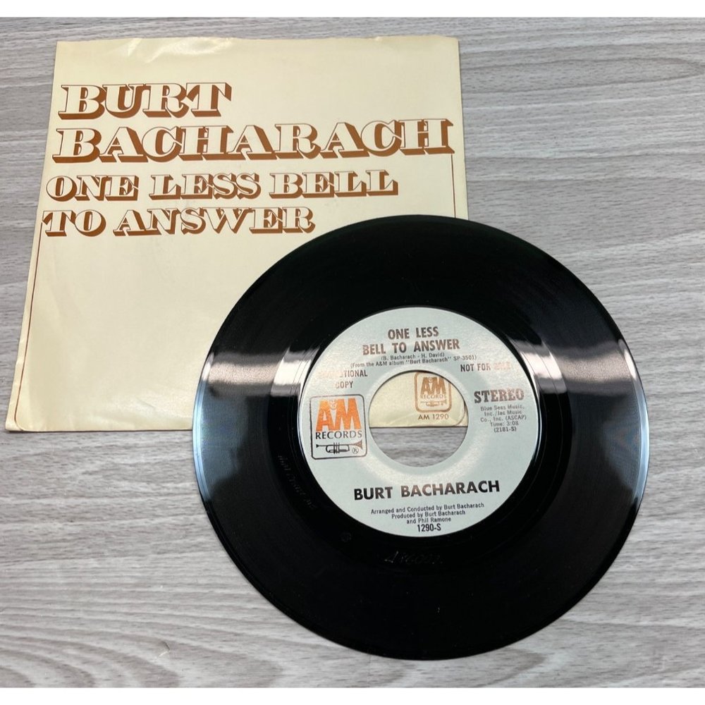 Burt Bacharach One Less Bell to Answer / Freefall 45 Pop Promo Picture Sleeve